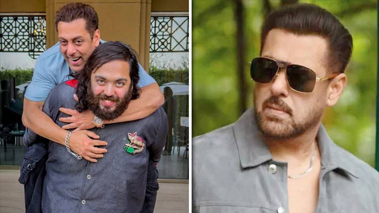 سلمان خان مکیش امبانی  کے بیٹے اننت کی پیٹھ پر سوار 