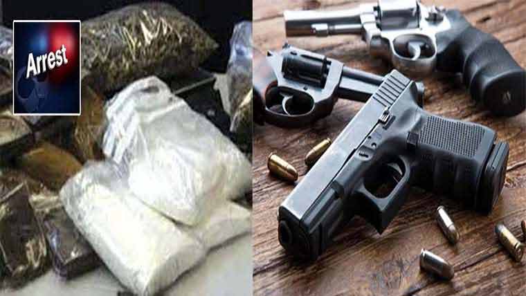  تیس بور پسٹل اور  560گرام چرس بر آمد 