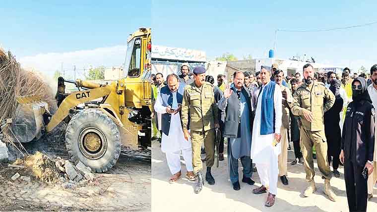  پپلاں میں تجاوزات کیخلاف گرینڈ آپریشن ، تھڑے اور شیڈز مسمار 