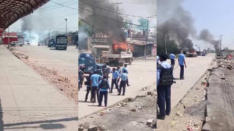 بری  امام:غیر قانونی  تعمیرات کیخلاف آپریشن،مظاہرین  کا پتھراؤ،2سرکاری گاڑیاں  نذر آتش