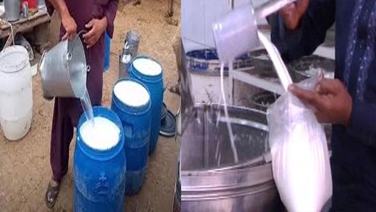 کیمیکل والے نیلے ڈرموں میں دودھ سپلائی ، پولی تھین بیگز کا استعمال بھی نہ رک سکا