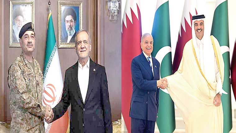 شہباز شریف کا دورہ قطر اور ترکیہ : فیلڈ مارشل ایرانی صدر اور پاسداران انقلاب کمانڈر سے ملاقاتیں 