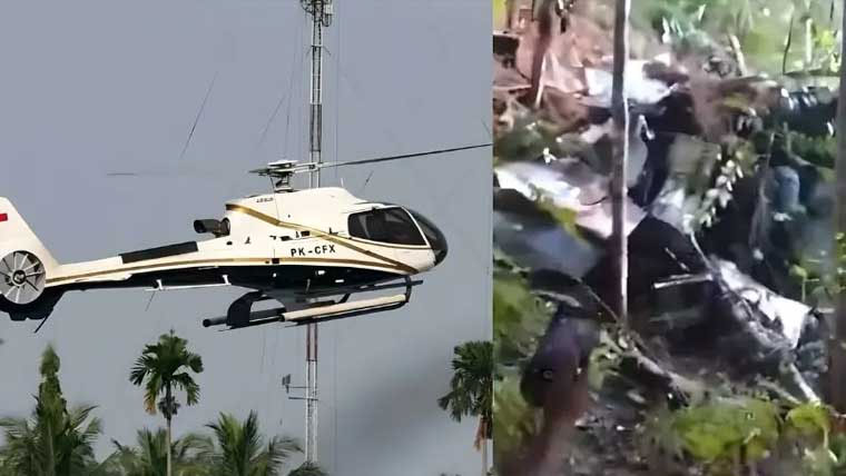 انڈونیشیا :نجی ہیلی کاپٹر گرکرتباہ ،عملے  کے 2ارکان سمیت 8افراد ہلاک
