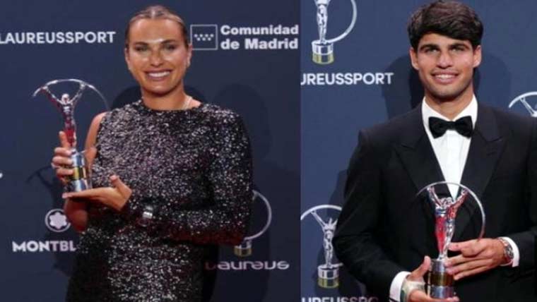 لاریئس ورلڈ سپورٹس ایوارڈز  کارلوس الکاراز اور آرینا  سبالینکا سال کے بہترین کھلاڑی 