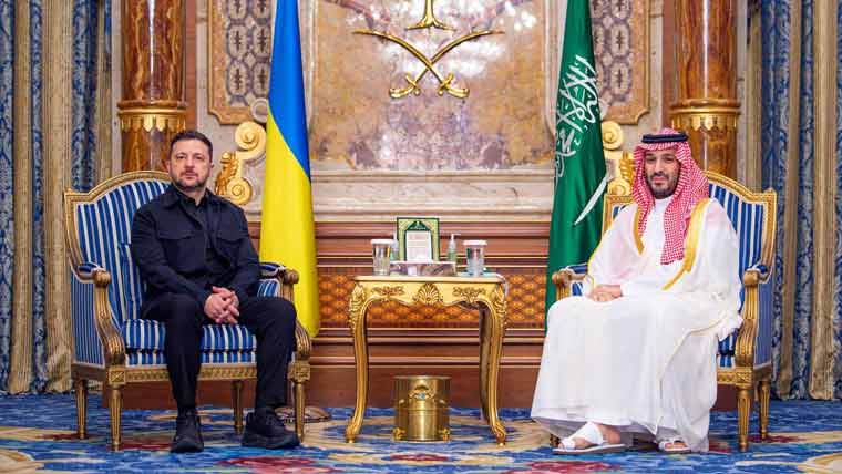 زیلنسکی کی سعودی ولی عہد  محمد بن سلمان سے ملاقات  تعلقات کے فروغ پراتفاق