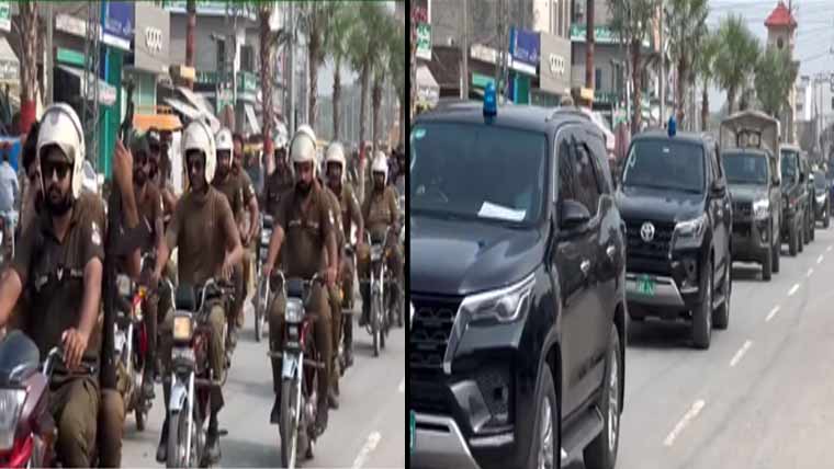 ڈپٹی کمشنر اورڈی پی او کی  زیرِ قیادت جھنگ میں فلیگ مارچ