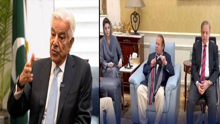 نواز شریف سے شہباز شریف، مریم، ڈار کی ملاقات، سیاسی صورتحال پر مشاورت : محسن نقوی سسٹم میں تبدیلی اپنی وزارت سے شروع کریں : خواجہ آصف