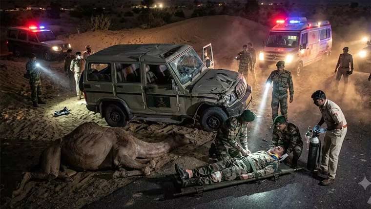 بھارت:فوجی گاڑی کو حادثہ، میجر حمزہ  عارف جاں بحق،2لیفٹیننٹ زخمی