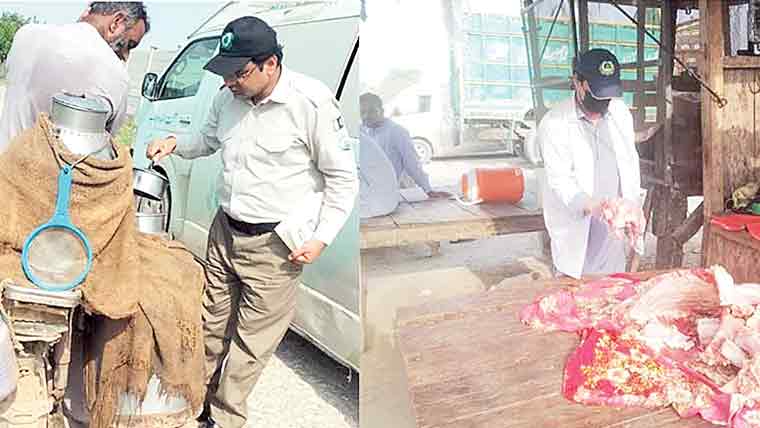 فوڈ پوائنٹ،گوشت کی دوکانوںپر چھاپے ، خراب اشیا تلف 