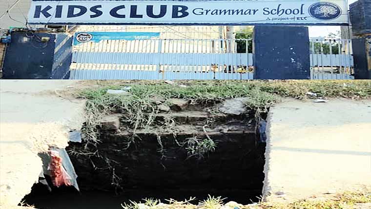 سیالکوٹ:سکول کے سامنے کھلا  مین ہول طلبہ کی زندگیوں کیلئے خطرہ 