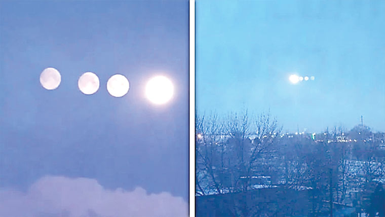 روس : بیک وقت ایک چاند 4 جگہوں پر دیکھ کر شہری حیران