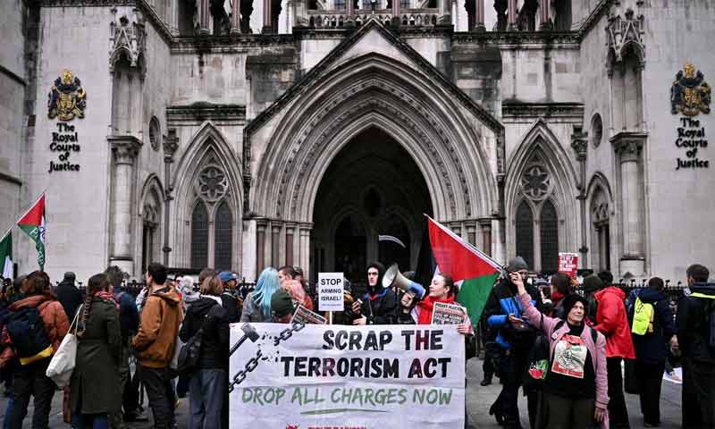 برطانوی حکومت کی فلسطین ایکشن گروپ پر پابندی غیر قانونی قرار 