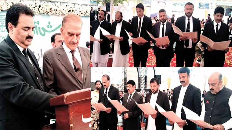 ڈسٹرکٹ بار خوشاب کے نو منتخب عہدیداروں کی تقریب حلف برداری 