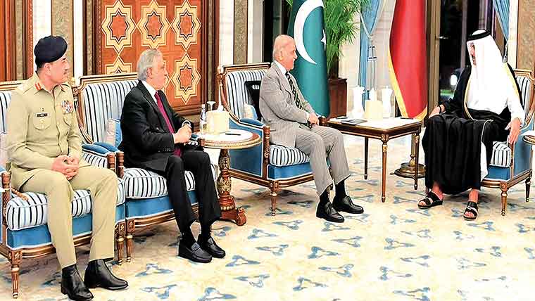 شہبا ز  شریف  کی   امیر  قطر  سے  ملاقات ،اہم  علاقائی  مسائل  پر  قریبی  روابط   برقرار  رکھنے  کا  فیصلہ