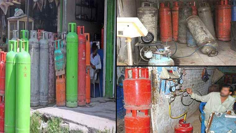 گیس کی غیر قانونی ریفلنگ  پر سامان اور مشینری ضبط