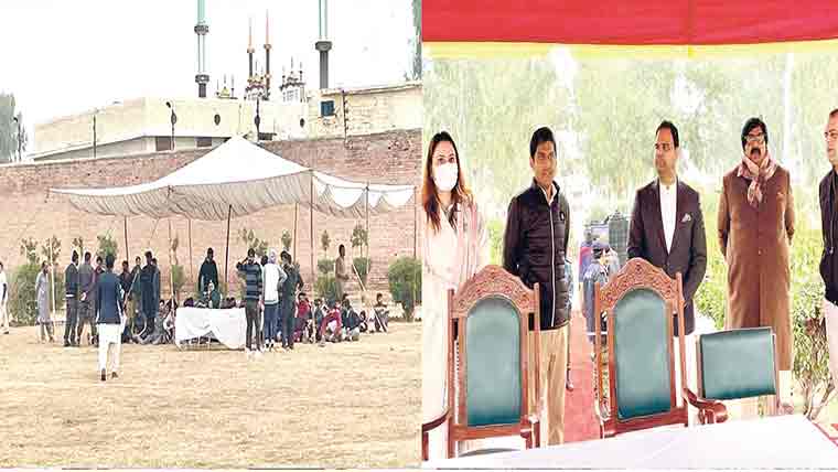  ڈپٹی کمشنر کیپٹن (ر) محمد وسیم پولیس لائنز میں پیرا فورس میں بھرتی کے لیے جاری فزیکل ٹیسٹ کے انتظامات کا جائزہ لے رہے ہیں