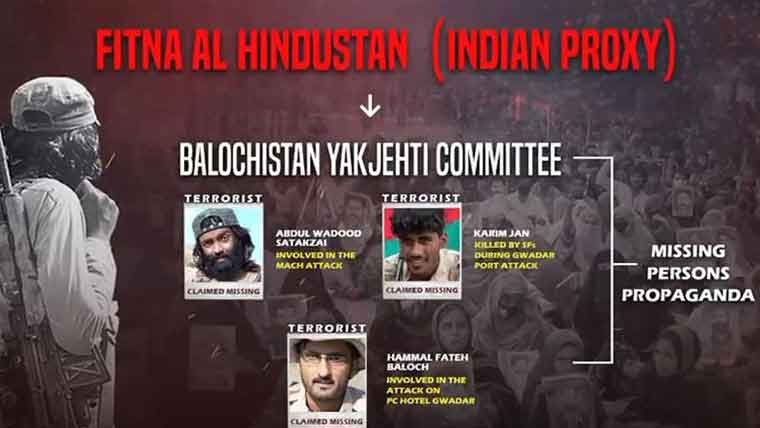  بلوچ یکجہتی کمیٹی فتنہ الہندوستان کے پراکسی نیٹ ورک کی سہولت کار 