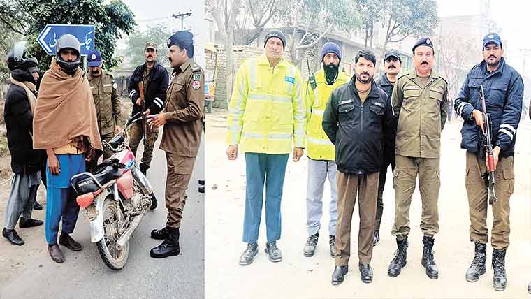 پولیس افسر ٹریفک کی روانی اور  قوانین پر عمل درآمد کروانے کے  لیے خود فیلڈ میں نکل پڑ ے