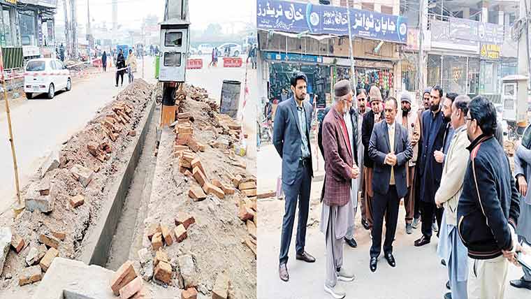 کمشنر کا سٹی روڈ اور کچہری بازار پر بیوٹیفکیشن کے کا م کا جائزہ