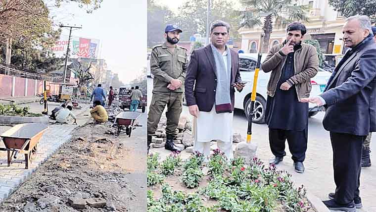 پیرس روڈ پر نئے گرین بیلٹس کی تزئین و آرائش جاری 