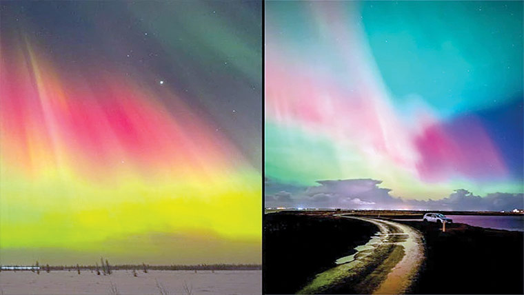 سورج سے خارج لپٹوں سے امریکا و یورپ جگمگا اٹھے