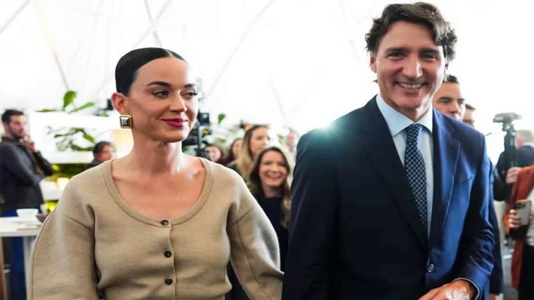 کیٹی پیری کیجسٹن ٹروڈو کیساتھ  ورلڈ اکنامک فورم میں انٹری 