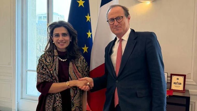  پیرس :حنا ربانی کی فرانسیسی  ہم منصب برونو فوکس سے ملاقات