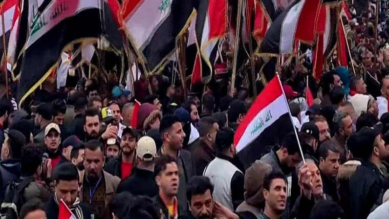 عراق:وزارت عظمیٰ کے انتخابات  میں ٹرمپ کی مداخلت کیخلاف  سینکڑوں افراد کا مظاہرہ 