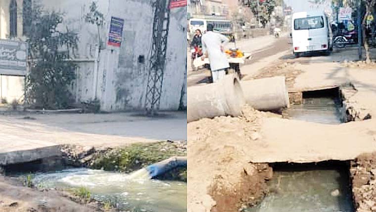 جڑانوالہ میں مدرسہ امینیہ کے  سامنے کھلا نالہ خطرے کا سبب