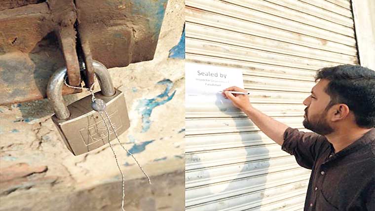 محکمہ انڈسٹریز کی کارروائی،بغیر لائسنس 6 دکانیں سیل 