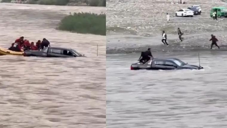 کالام:ٹک ٹاکرز کی ایک اور گاڑی جھیل میں گر گئی ، سوار محفوظ 