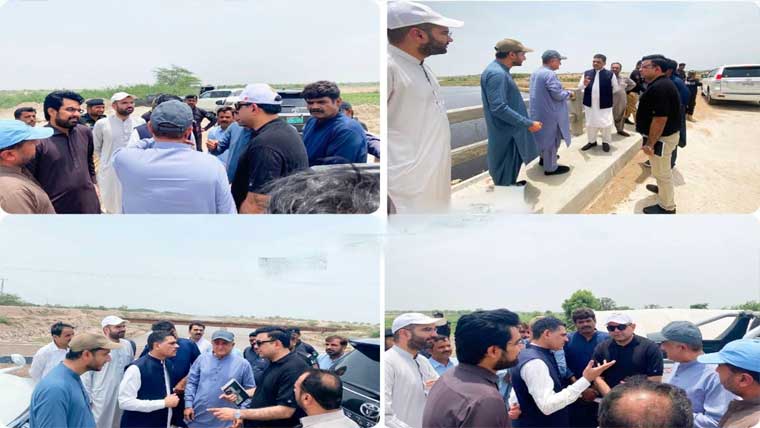 جھڈو:کمشنر وڈپٹی کمشنر کا آبی گزرگاہوں کا دورہ، بہاؤ کا جائزہ لیا