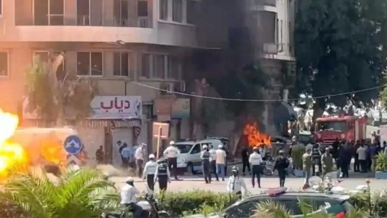 فرانسیسی صدر کے دورہ دمشق کے دوران 2دھماکے ،18 افراد زخمی