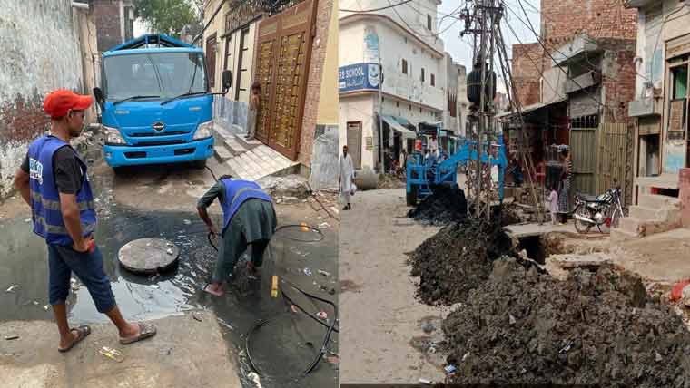 ساگر روڈ، گوجرانوالہ روڈ پر  سیوریج نالوں کی صفائی 