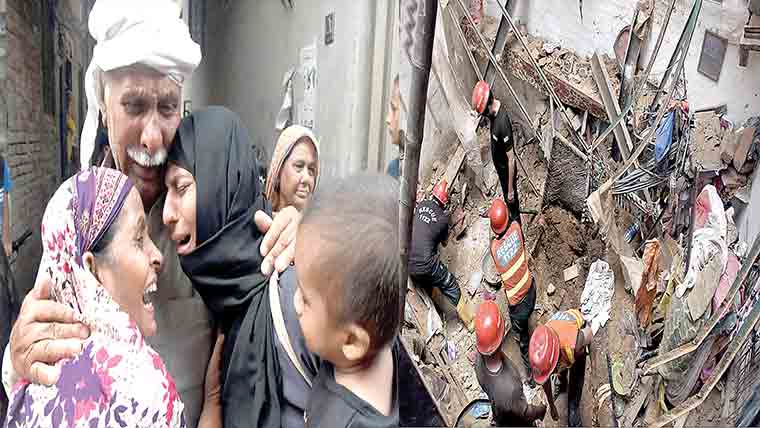 باغبانپورہ : 3 منزلہ مکان کی چھت کے ملبے تلے دبے 11 افراد جاں بحق، 6 زخمی