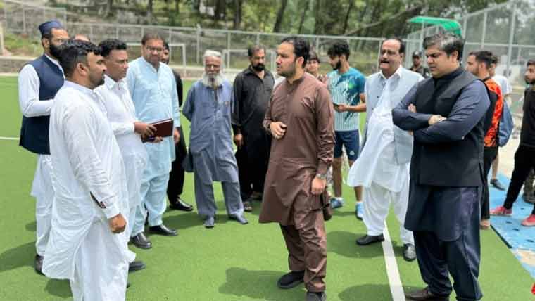  وزیر کھیل ملک فیصل ایوب کا تحصیل  سپورٹس کمپلیکس دھوبی گھاٹ مری کا دورہ