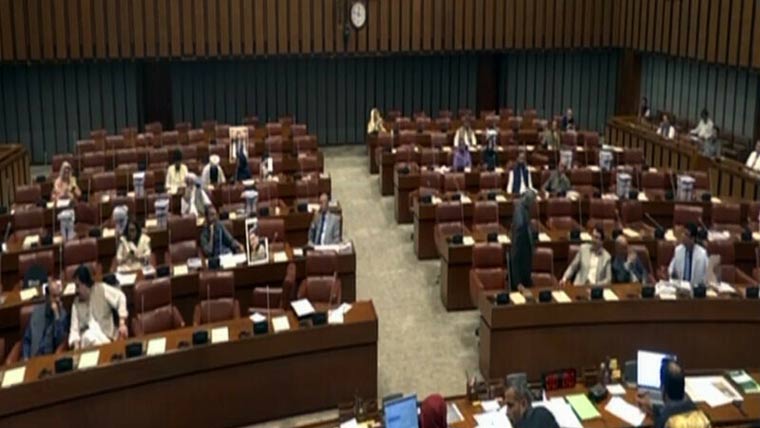  ایوان بالا میں بجٹ بحث ،خاموش احتجاج، وزرا غائب 