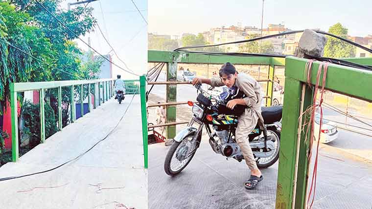 راہوالی:ٹوٹا آہنی پل ، لٹکتے تار ، مسافروں کیلئے خطرہ 