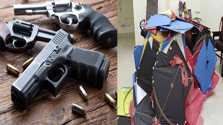 میانوالی: غیر قانونی اسلحہ  و پتنگیں برآمد، 2 ملز م گرفتار