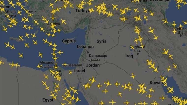 مشرقِ وسطیٰ میں فضائی حدود بند پروازیں منسوخ یا دیگر راستوں پر منتقل