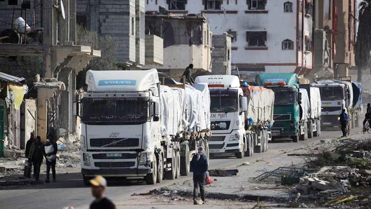 100 امدادی ٹرک غزہ داخل