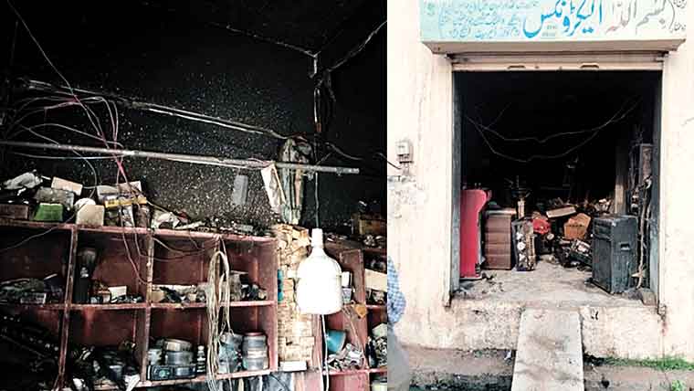 میانی : الیکٹرونکس دکان میں آگ‘ لاکھوں کا سامان جل گیا