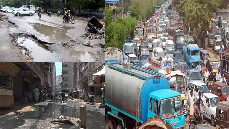 خراب  سڑکیں،سیوریج کا  پانی اور پتھارا مافیا سے  ٹریفک  کا نظام درہم برہم،شہری پریشان