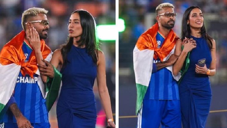 پانڈیاکادوست کیساتھ ورلڈکپ کا جشن ، انداز فحش عمل قرار