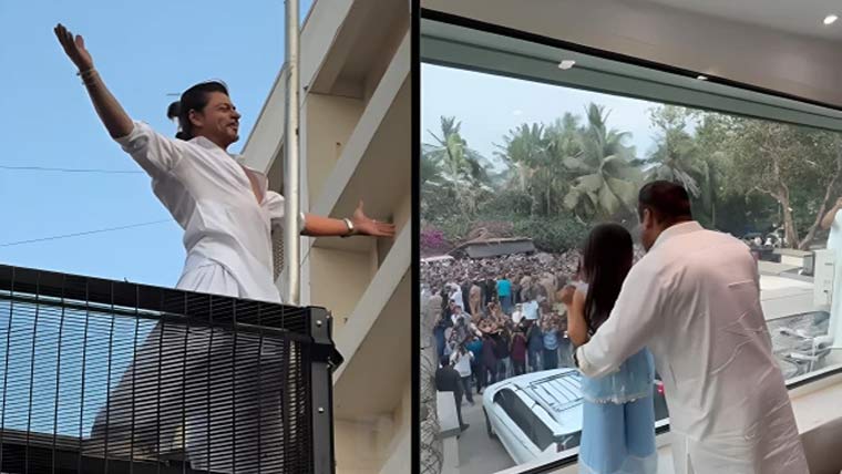  شاہ رخ،سلمان کی ایک جھلک دیکھنے کیلئے ہزاروں مداح پہنچ گئے