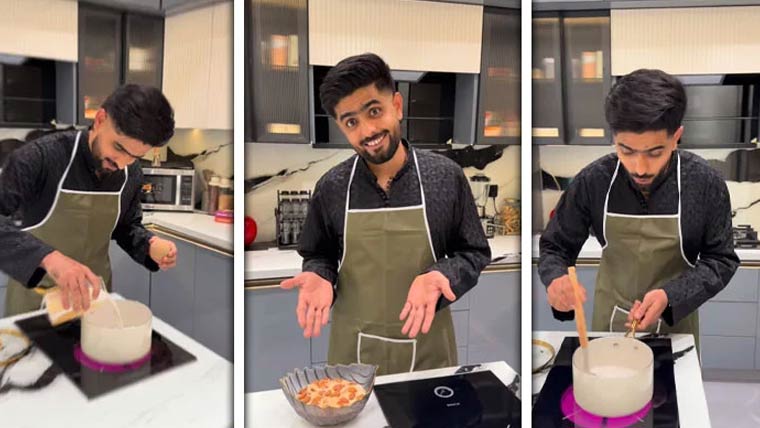 بابراعظم شیف بن گئے ، شیر خرمہ بنانے کی ویڈیو وائرل