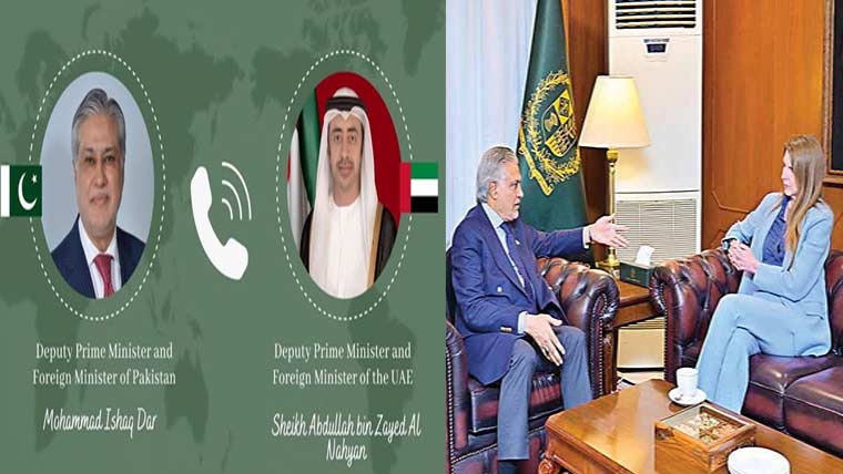 ڈار ، اماراتی نائب وزیراعظم کا رابطہ، برطانوی، چینی سفرا کی ملاقات