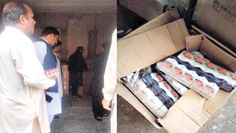 غیر قانونی سگریٹ بنانیوالی فیکٹری پر چھاپہ، 15 ہزار پیکٹ برآمد