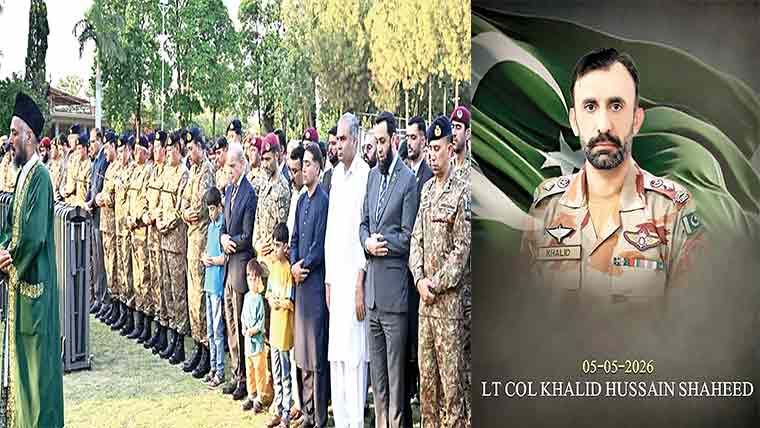 لیفٹیننٹ کرنل خالد حسین شہید کی نماز جنازہ چکلالہ میں ادا