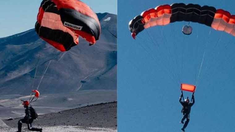  سکائی ڈائیور کی دنیا کے بلند فعال آتش فشاں پر لینڈنگ 